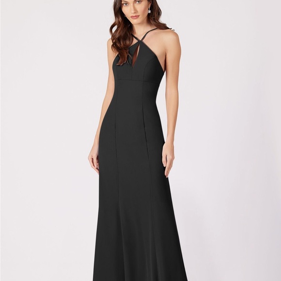 Azazie Livy black floor length dress worn once size A2 - Picture 3 of 4